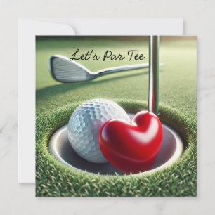 Golf WEDING mit Golfball auf grüne Einladung