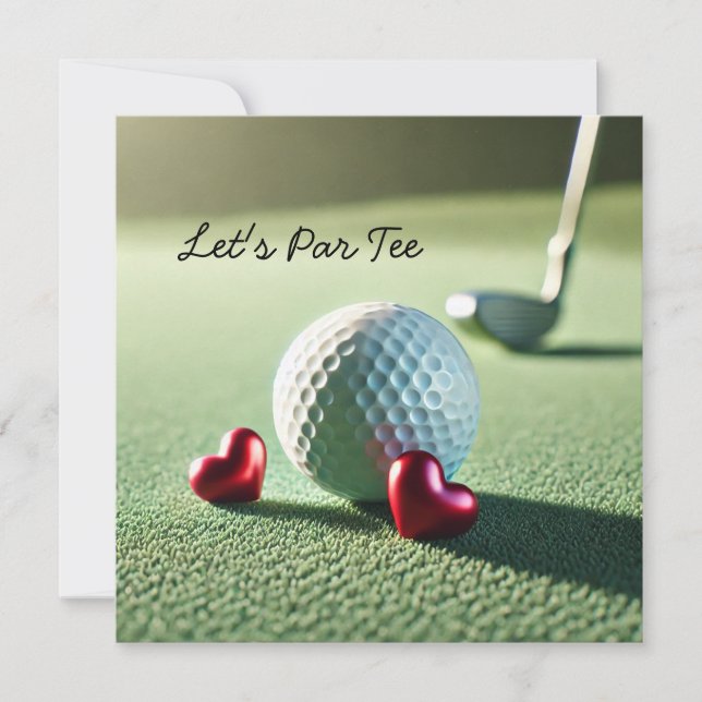 Golf WEDING mit Golfball auf grüne Einladung (Vorderseite)