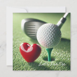 Golf WEDING mit Golfball auf grüne Einladung