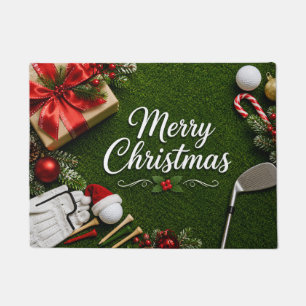 Golf-Weihnachten auf grünem Gras Fußmatte
