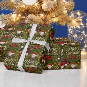 Golf-Weihnachten auf grünem Gras Geschenkpapier