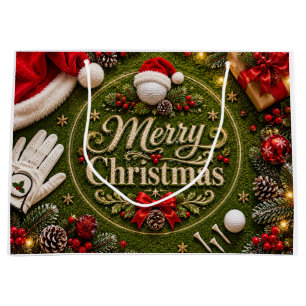 Golf-Weihnachten auf grünem Gras Große Geschenktüte