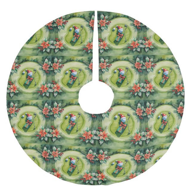 Golf-Weihnachten auf Putting Green Polyester Weihnachtsbaumdecke (Vorderseite)
