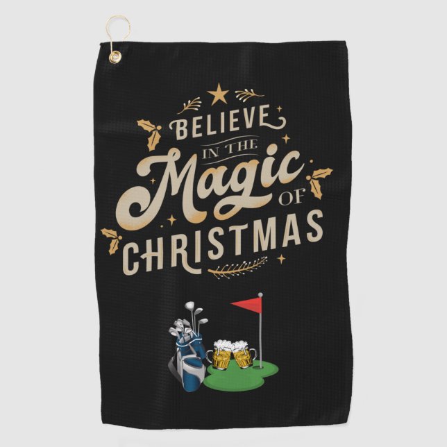 Golf Weihnachten Glauben an Magie Weihnachtsgesche Golfhandtuch (Vorderseite)