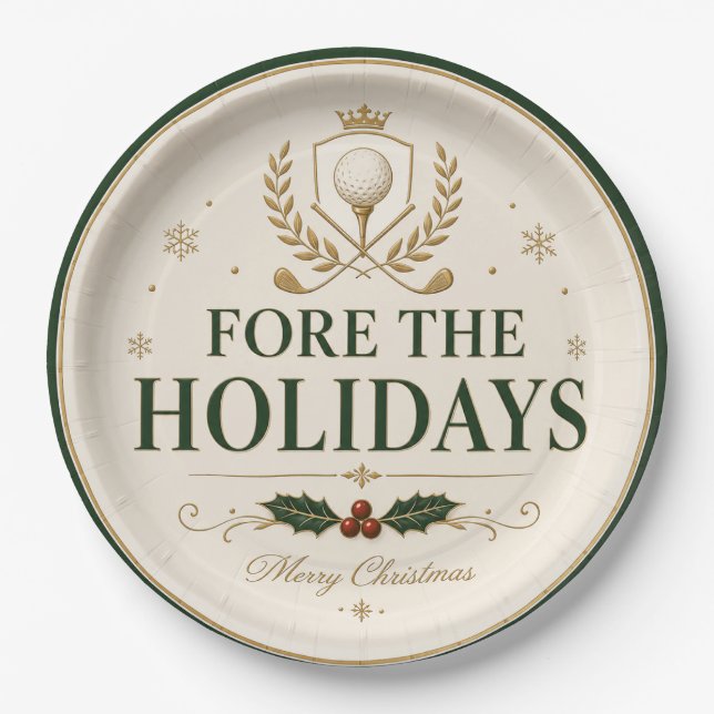Golf Weihnachten Golfen FORE Feiertag Pappteller (Vorderseite)