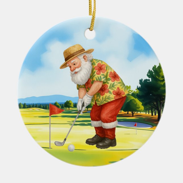 Golf Weihnachten im Juli mit dem Weihnachtsmann Go Keramik Ornament (Vorne)