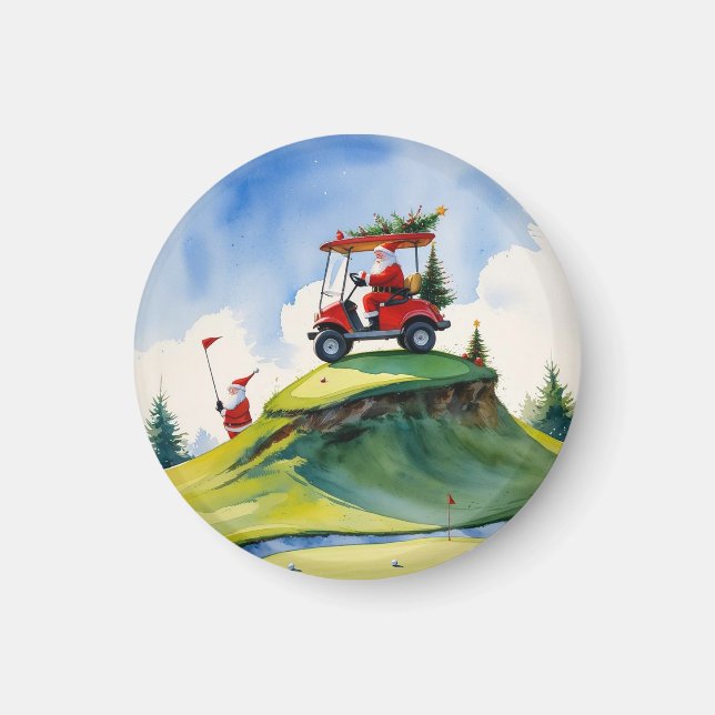 Golf Weihnachten mit dem Santa Reiten Golfwagen Magnet (Vorne)