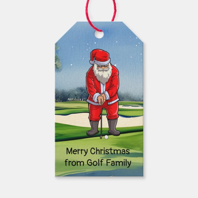 Golf Weihnachten mit dem Weihnachtsklub Geschenkanhänger (Vorderseite)