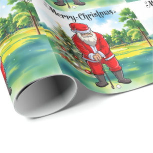 Golf Weihnachten mit dem Weihnachtsmann auf dem Go Geschenkpapier