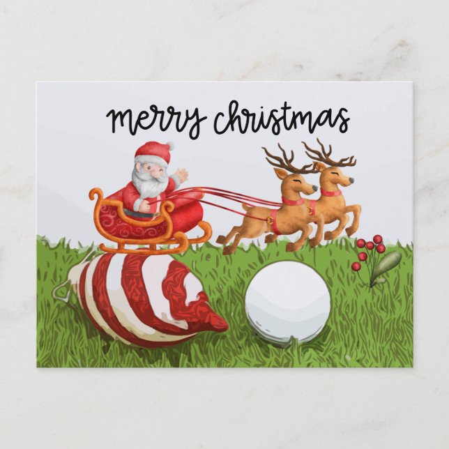 Golf Weihnachten mit dem Weihnachtsmann für Golfer (Vorderseite)
