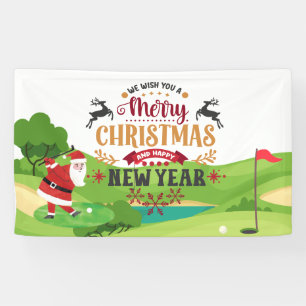 Golf Weihnachten mit dem Weihnachtsmann für Golfer Banner