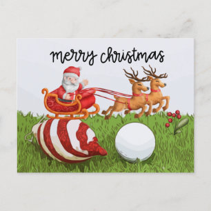 Golf-Weihnachten mit dem Weihnachtsmann für Golfer Feiertagspostkarte