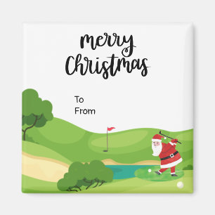 Golf Weihnachten mit dem Weihnachtsmann für Golfer Magnet
