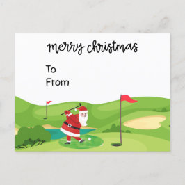 Golf Weihnachten mit dem Weihnachtsmann für Golfer Postkarte