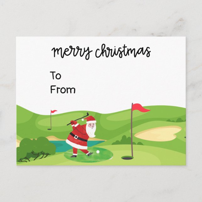 Golf Weihnachten mit dem Weihnachtsmann für Golfer Postkarte (Vorderseite)