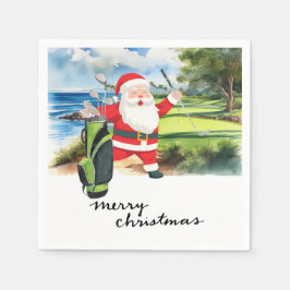Golf Weihnachten mit dem Weihnachtsmann Golfer Serviette