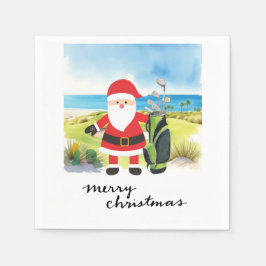 Golf Weihnachten mit dem Weihnachtsmann Golfer Serviette