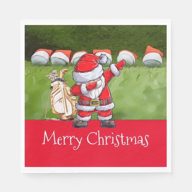 Golf Weihnachten mit dem Weihnachtsmann Serviette (Vorderseite)