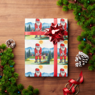 Golf Weihnachten mit dem Weihnachtsmann und dem Hu Geschenkpapier