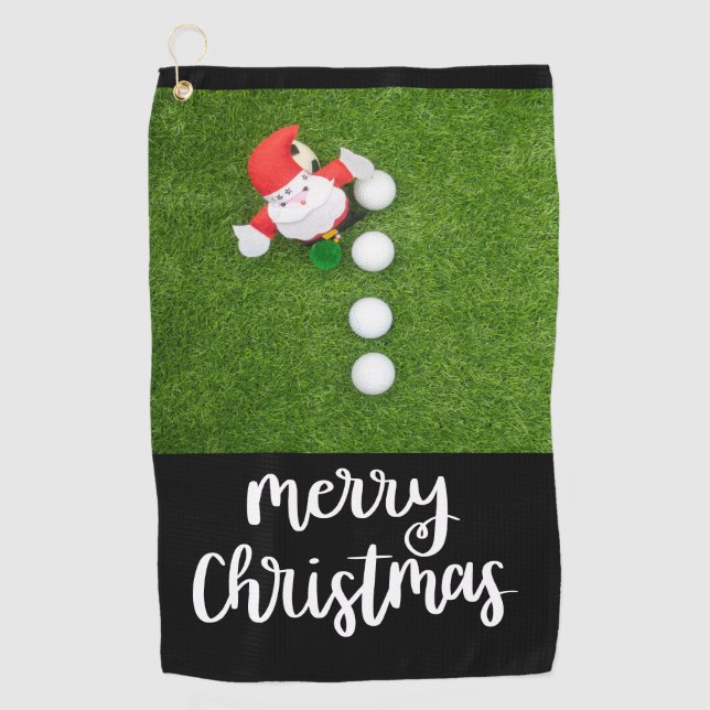 Golf Weihnachten mit dem Weihnachtsmann und Golfbä Golfhandtuch (Vorderseite)