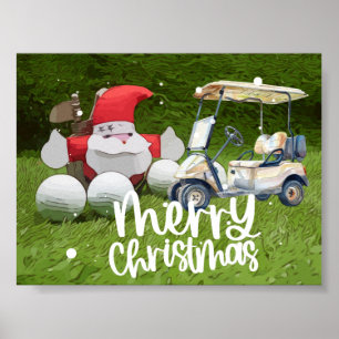 Golf Weihnachten mit dem Weihnachtsmann und Golfbä Poster