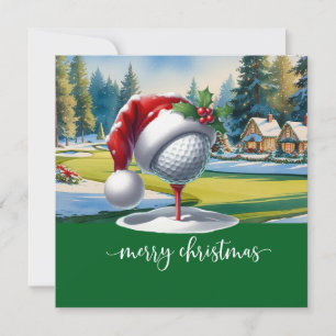 Golf Weihnachten mit Golf Ball Weihnachtsmannmütze
