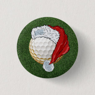 Golf Weihnachten mit Golf-Bekleidung Weihnachtsman Button