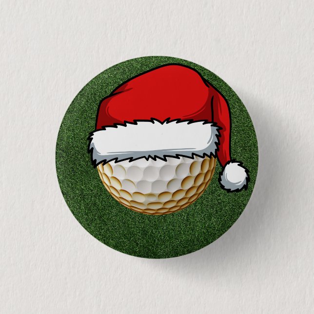 Golf Weihnachten mit Golf-Bekleidung Weihnachtsman Button (Vorderseite)