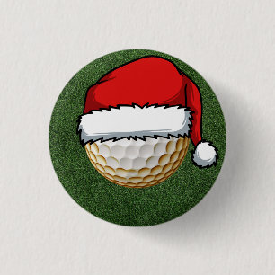 Golf Weihnachten mit Golf-Bekleidung Weihnachtsman Button