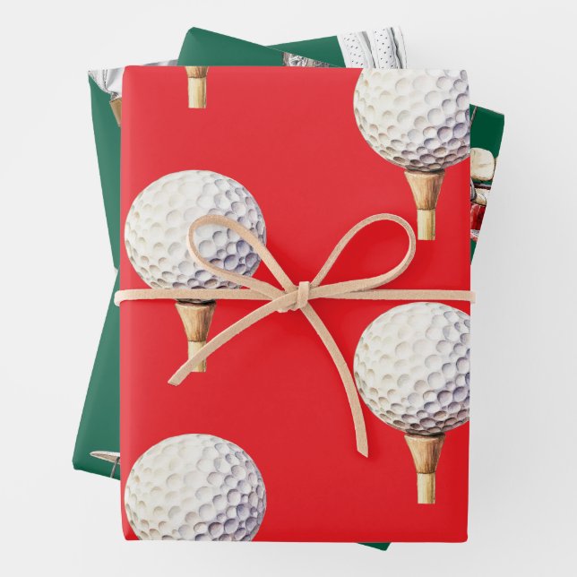 Golf Weihnachten mit GOLF Thema Geschenkpapier Set (Beispiel)