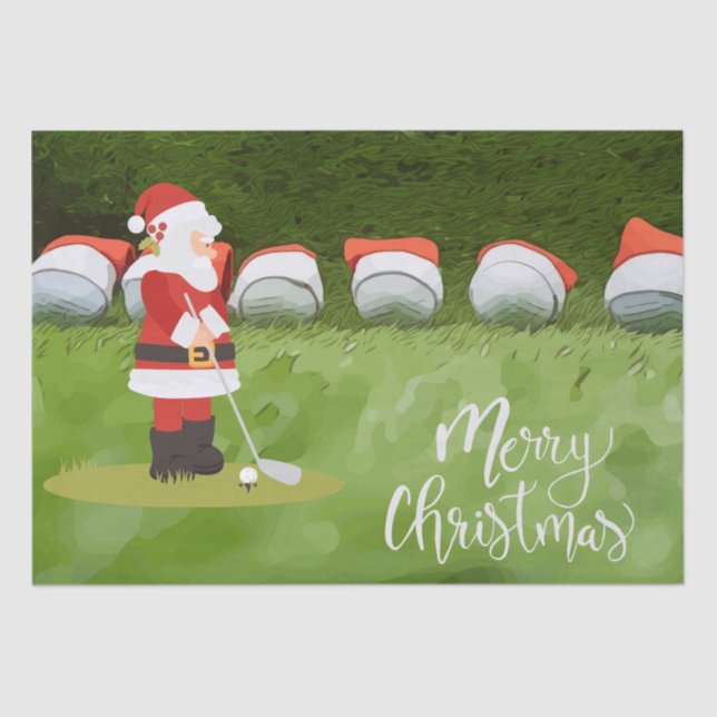 Golf Weihnachten mit Golfball auf Grün Seidenpapier (Vorderseite)