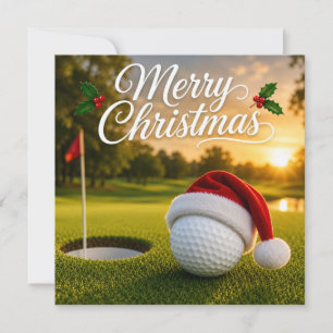 Golf Weihnachten mit Golfball auf grünem Gras Karte
