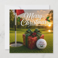 Golf Weihnachten mit Golfball auf grünem Gras