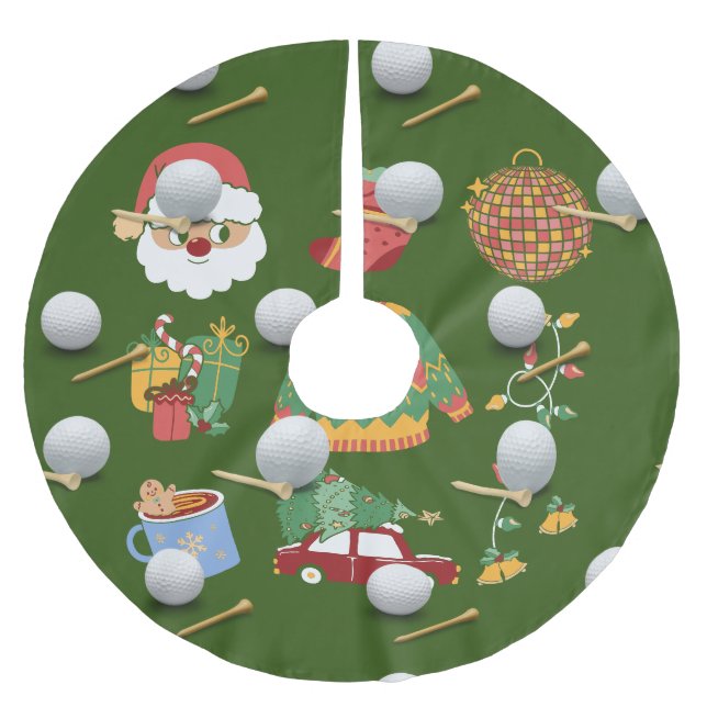 Golf Weihnachten mit Golfball Polyester Weihnachtsbaumdecke (Vorderseite)