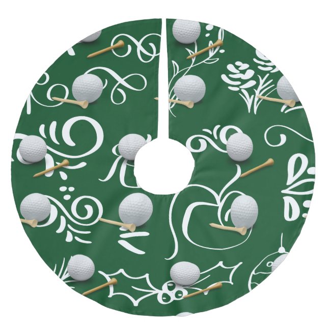 Golf Weihnachten mit Golfball Polyester Weihnachtsbaumdecke (Vorderseite)