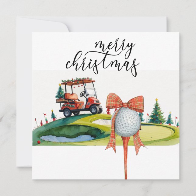 Golf Weihnachten mit Golfball und Tee mit Band (Vorderseite)