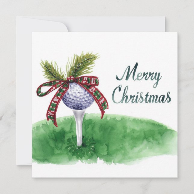 Golf Weihnachten mit Golfball und Tee mit Band (Vorderseite)