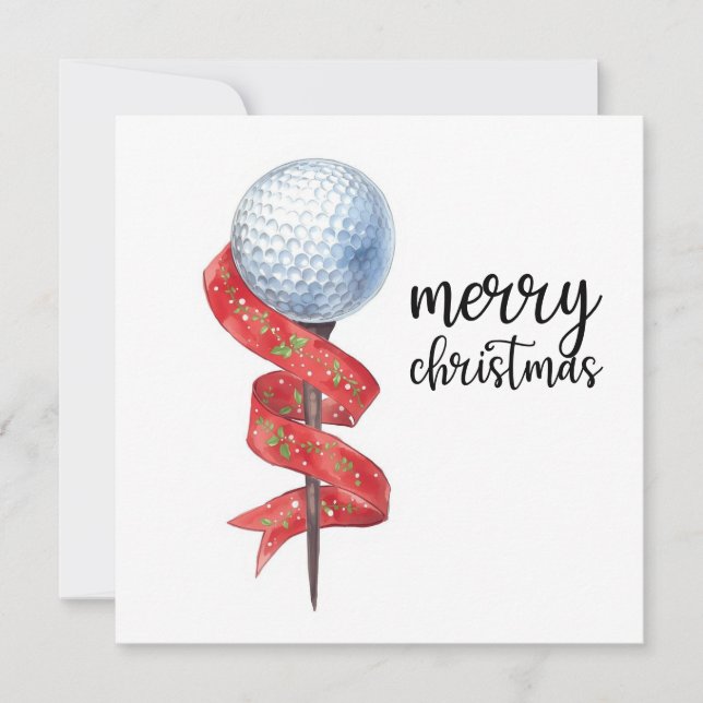 Golf Weihnachten mit Golfball und Tee mit Band (Vorderseite)