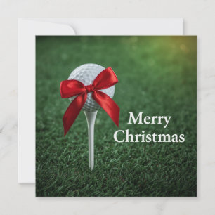 Golf-Weihnachten mit Golfball und Tee mit Band Feiertagskarte