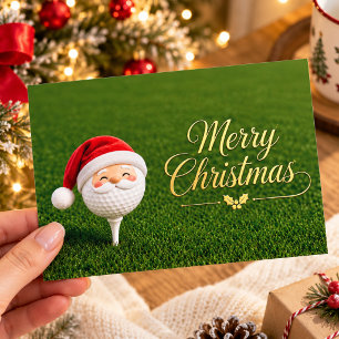 Golf-Weihnachten mit Golfball und Tee mit Band Feiertagspostkarte