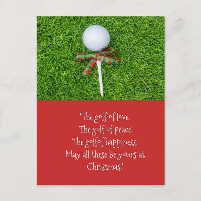 Golf Weihnachten mit Golfball und Tee mit Band Postkarte (Vorderseite)