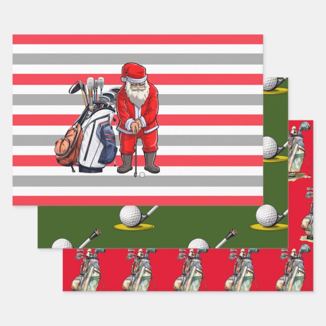 Golf Weihnachten mit Kugel und Eisen für Golfer Geschenkpapier Set (Set)