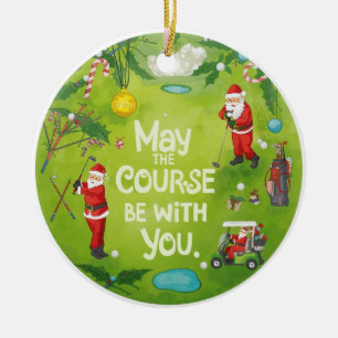 Golf Weihnachten mit Santa Golfer auf Golfplatz Keramik Ornament