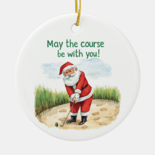Golf Weihnachten mit Santa Golfer auf Golfplatz Keramik Ornament