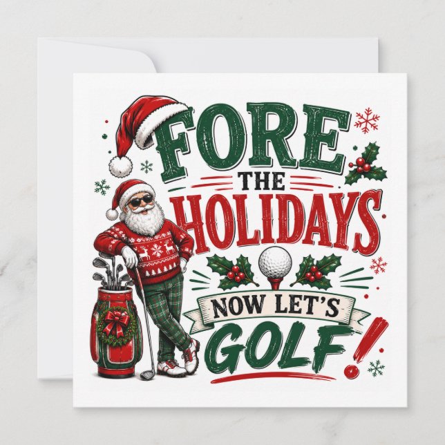 Golf-Weihnachten mit Santa Let's Golf Einladung (Vorderseite)