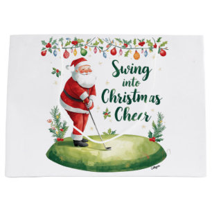 Golf Weihnachten mit Weihnachtsmann mit lustigem T Große Geschenktüte