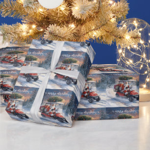 Golf Weihnachten Santa Claus fährt Golfcart Geschenkpapier