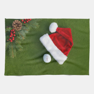 Golf Weihnachten Thema auf grünem Gras Geschirrtuch
