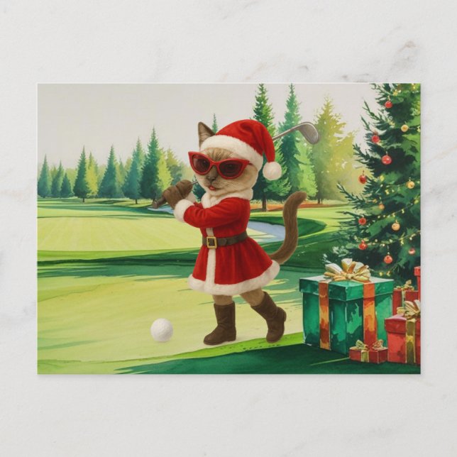 Golf Weihnachten Thema für Cat Frau Golfer (Vorderseite)