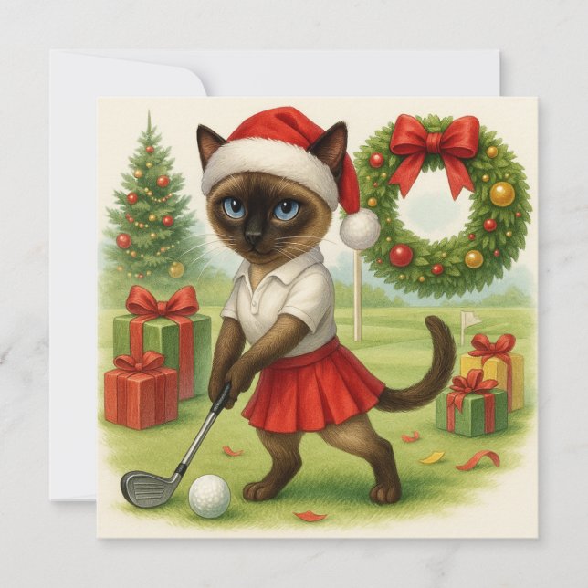 Golf Weihnachten Thema für Cat Frau Golfer (Vorderseite)